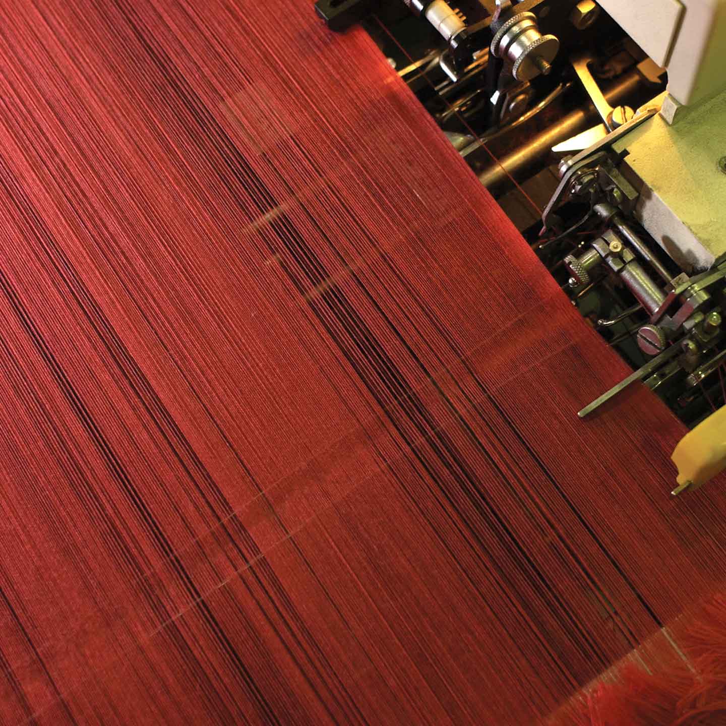 Weaving machinery at work